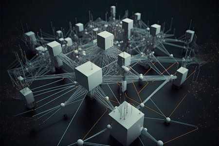 Abstract 3d rendering of network structure. High tech background. Vector illustration.の素材