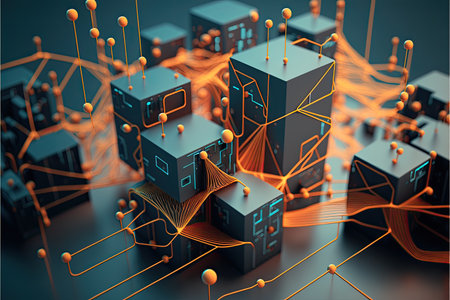 Futuristic server room background. 3d rendering, 3d illustration.の素材