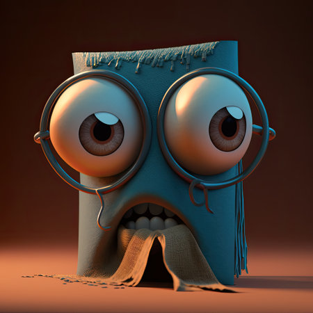 Funny book with eyes and mouth, 3d render illustration.の素材