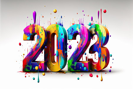 Happy new year 2023. Greeting card design template.の素材
