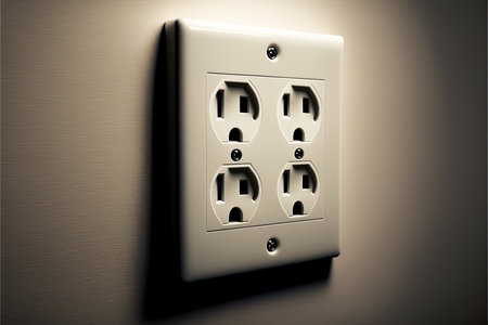 Electrical socket on the wall. 3D illustration. Toned.の素材