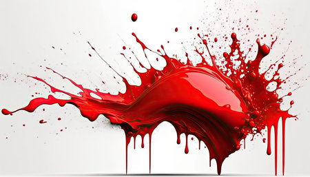 Red paint splashes isolated on white background. 3d illustration.の素材