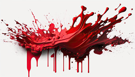 Red paint splashes isolated on white background. 3d rendering.の素材