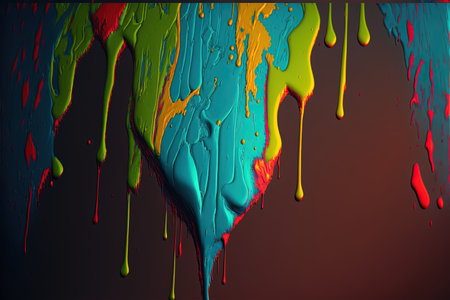 Colorful paint splashes on a black background. 3d renderingの素材