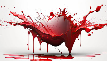 splash of red paint on a white background. 3d renderingの素材