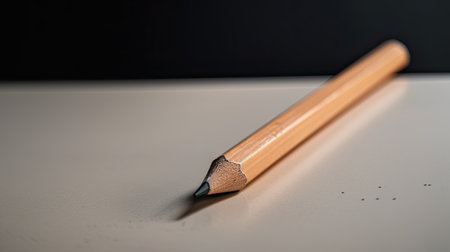 Pencils on a white table. Black background. Close up.の素材
