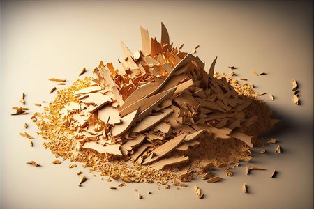 3d illustration of a pile of wood chips and sawdust.の素材