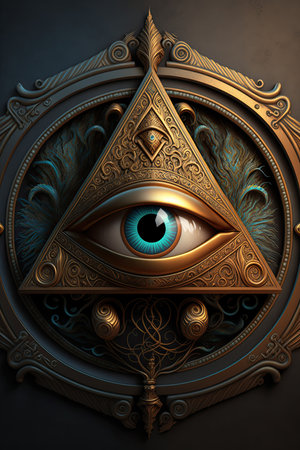 Mystical eye. 3D illustration. Sacred geometry. The Eye of Providence.の素材