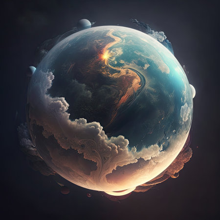 Planet Earth in outer space. 3D rendering, 3D illustration.の素材