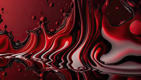 3d render of abstract background with red and black liquid. Creative designの素材