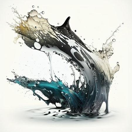 Splash of water. 3d rendering, 3d illustration.の素材