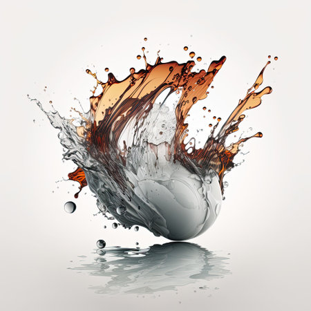 Abstract water splash on a white background. 3d rendering, 3d illustration.の素材
