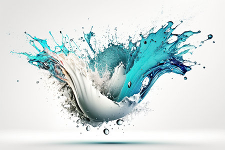 Abstract water splash isolated on white background. 3d render illustration.の素材