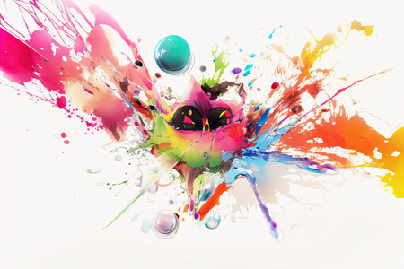 Colorful splashes of paint on white background. Vector illustration.の素材