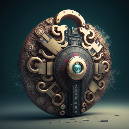 Cyber security concept with lock and keyhole. 3d illustrationの素材