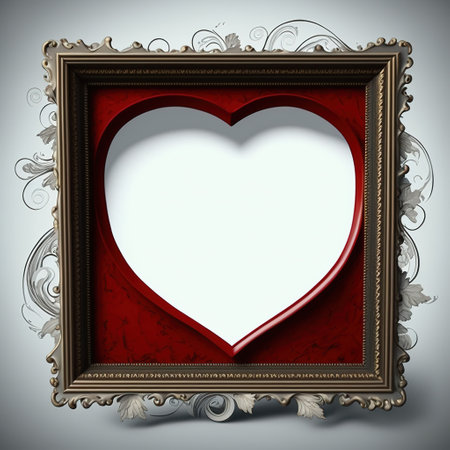 Valentine's day background with frame in the form of heartの素材