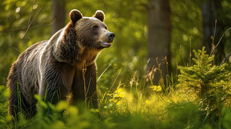 Brown bear (Ursus arctos) in the summer forestの素材