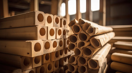Building materials in a warehouse, close-up. Industrial background.の素材