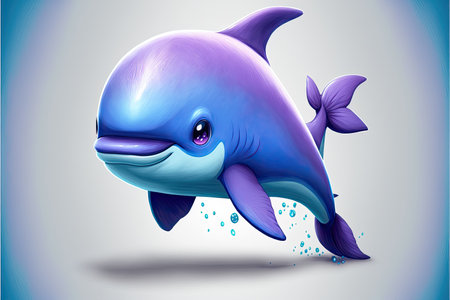 Cute cartoon dolphin. Vector illustration of a cute cartoon dolphin.の素材