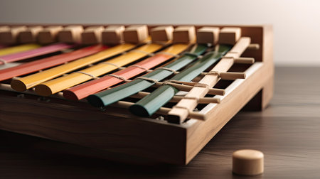 Wooden rack with clothespins on wooden table, closeup viewの素材