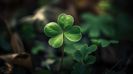 four-leaf clover in the forest. St.Patrick's Dayの素材