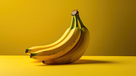 Bunch of bananas on a yellow background. 3d rendering.の素材