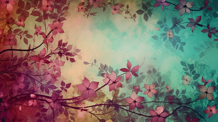 cherry blossom background in grunge style with watercolor effectの素材