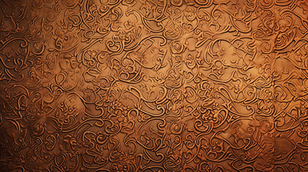 Background and texture of the surface of the old brown paper with decorative patternの素材