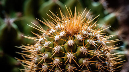 Close up of Golden barrel cactus (Golden ball cactus)の素材