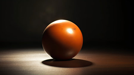 A closeup shot of an orange egg on a dark background with smokeの素材