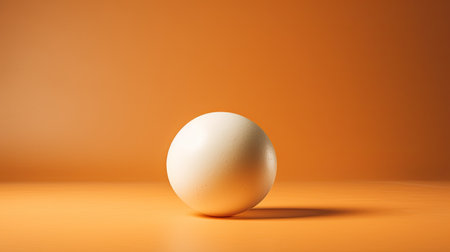 3d render of a white egg on an orange background with shadowの素材