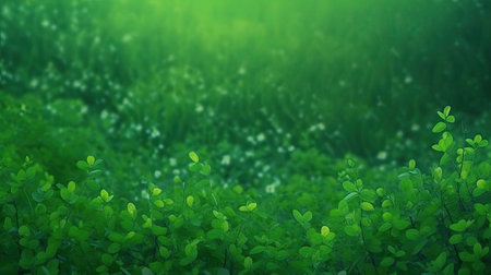Beautiful green grass background with bokeh effect. Nature wallpaperの素材