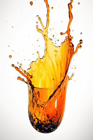 orange juice splash isolated on white background. 3d render illustration.の素材