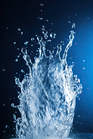 Water splash on dark blue background with copy space for your text.の素材