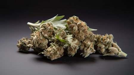 Cannabis buds on a black background. Close-up.の素材