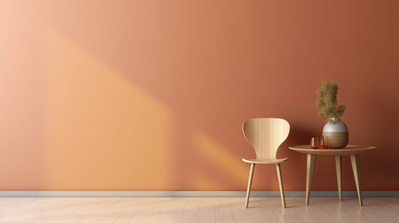 interior with chair and vase, 3d render illustration.の素材