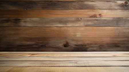 Wooden background with space for text. Wooden wall and floor.の素材
