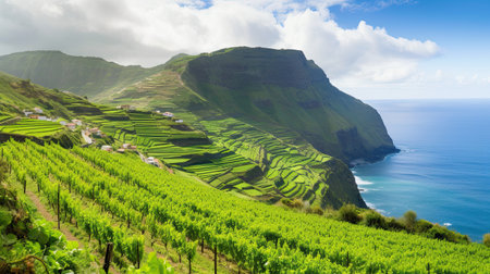 Vineyards in the south of the island of Madeira, Portugalの素材