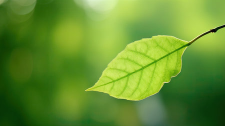 green leaf on blur background with bokeh, nature and environment conceptの素材