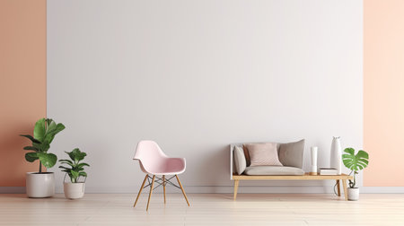 Modern living room interior with armchair and plant. 3d renderingの素材