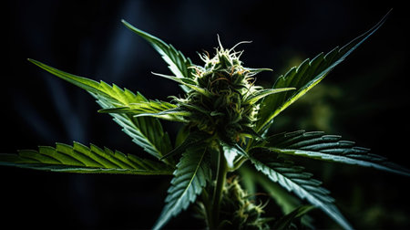 cannabis flower budsjuana leaves, cannabis indicajuana leavesjuana buds on a dark background,の素材