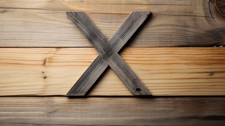 Wooden letter X on a wooden background. Close-up.の素材