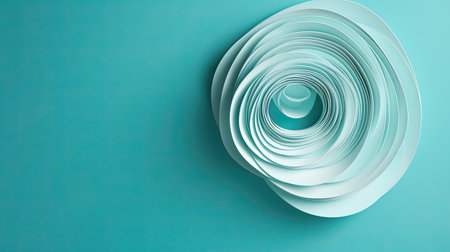 Paper spiral on a turquoise background. 3d rendering.の素材
