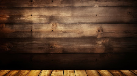 Wooden wall and floor background with copy space for text or imageの素材