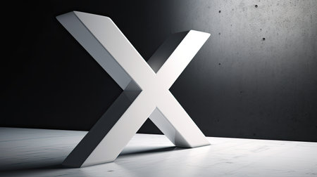White letter X on concrete wall background. 3D rendering illustration.の素材