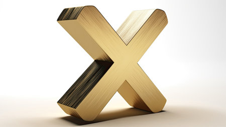 golden letter X in white background, 3d render, computer generated imagesの素材