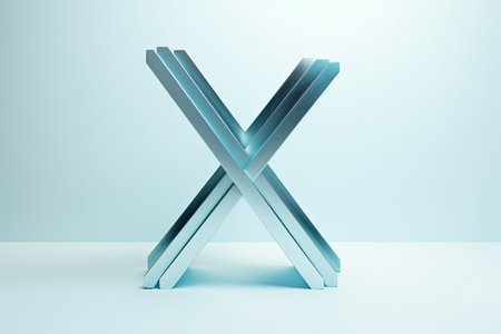 Blue 3d letter X on white background. 3D rendered font.の素材