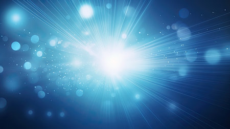 abstract blue background with bokeh defocused lights and starsの素材