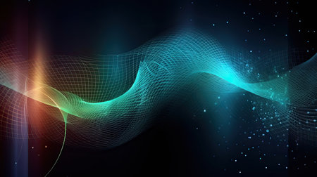 Abstract technology background with glowing lines and particles. Vector illustration for your designの素材