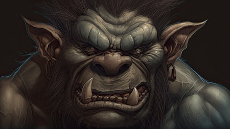 Gorilla on a dark background. 3D render. Fantasy illustration.の素材